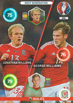 Jonathan Williams George Williams Wales Panini UEFA EURO 2016 Next Generation #456